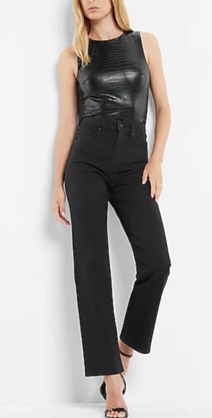 Express Body Contour bodysuit black faux crocodile, size medium, NWT, MSRP $58